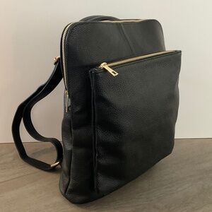 VERA PELLE Made in Italy Black Pebble Leather Backpack NWOT